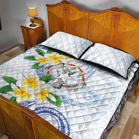 Northern Mariana Islands Chamorro Quilt Bed Set Plumeria Curves Style White Version LT05 - Polynesian Pride