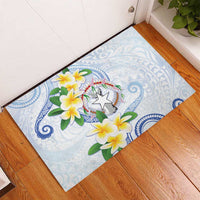 Northern Mariana Islands Chamorro Rubber Doormat Plumeria Curves Style White Version LT05 - Polynesian Pride