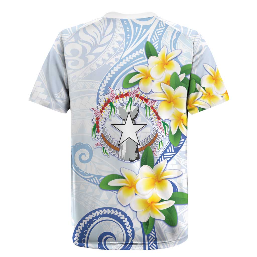 Northern Mariana Islands Chamorro Rugby Jersey Plumeria Curves Style White Version LT05 - Polynesian Pride