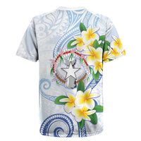 Northern Mariana Islands Chamorro Rugby Jersey Plumeria Curves Style White Version LT05 - Polynesian Pride