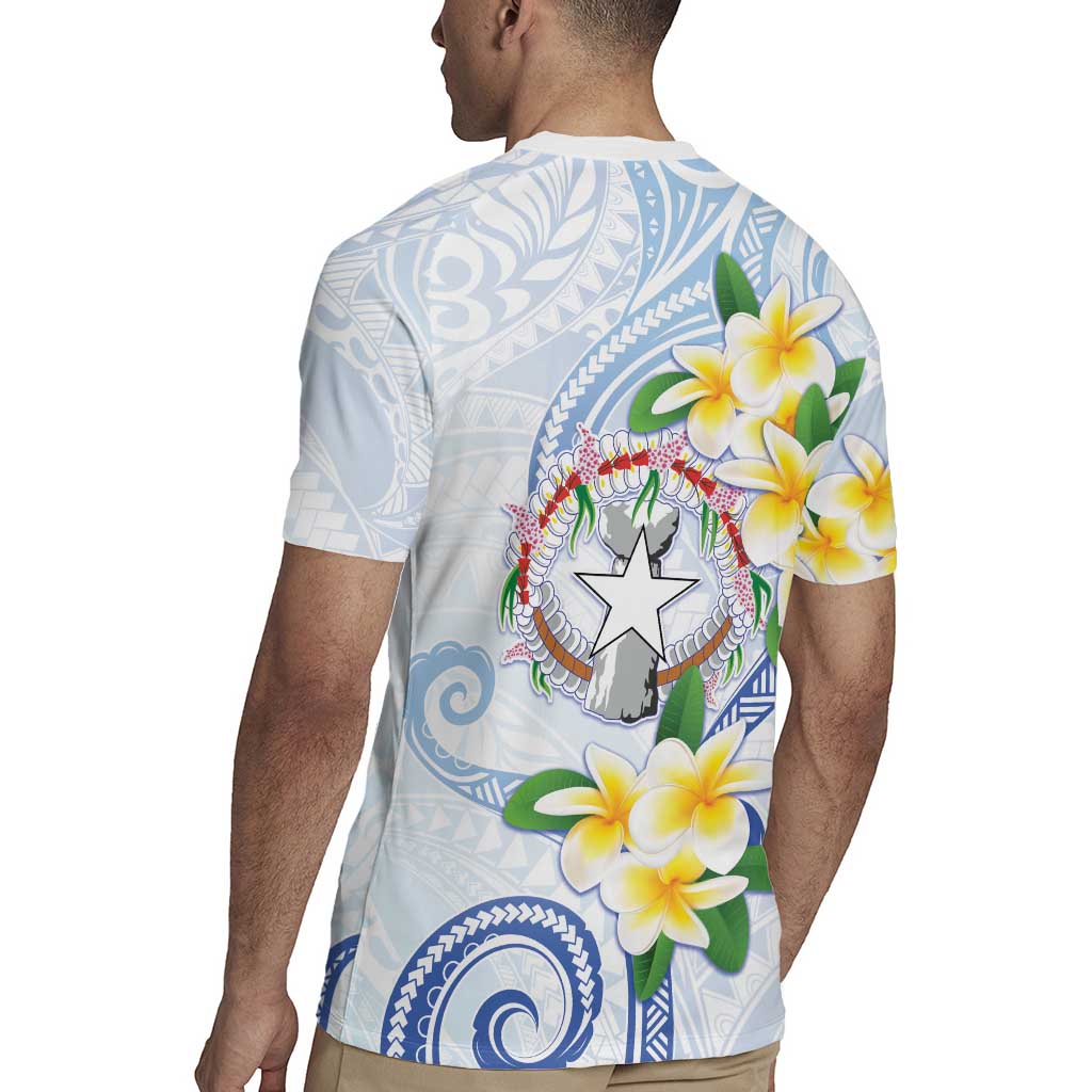 Northern Mariana Islands Chamorro Rugby Jersey Plumeria Curves Style White Version LT05 - Polynesian Pride
