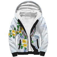 Northern Mariana Islands Chamorro Sherpa Hoodie Plumeria Curves Style White Version LT05 Unisex White - Polynesian Pride