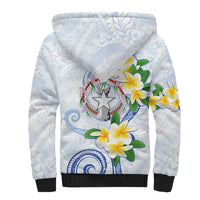 Northern Mariana Islands Chamorro Sherpa Hoodie Plumeria Curves Style White Version LT05 - Polynesian Pride