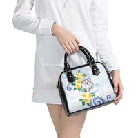 Northern Mariana Islands Chamorro Shoulder Handbag Plumeria Curves Style White Version LT05 - Polynesian Pride