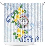 Northern Mariana Islands Chamorro Shower Curtain Plumeria Curves Style White Version LT05 White - Polynesian Pride