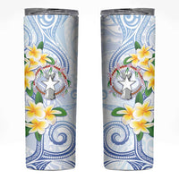 Northern Mariana Islands Chamorro Skinny Tumbler Plumeria Curves Style White Version LT05 White - Polynesian Pride
