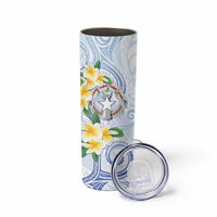 Northern Mariana Islands Chamorro Skinny Tumbler Plumeria Curves Style White Version LT05 - Polynesian Pride