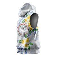 Northern Mariana Islands Chamorro Sleeveless Hoodie Plumeria Curves Style White Version LT05 - Polynesian Pride