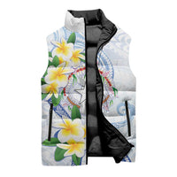 Northern Mariana Islands Chamorro Sleeveless Puffer Jacket Plumeria Curves Style White Version LT05 - Polynesian Pride