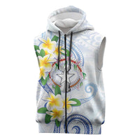 Northern Mariana Islands Chamorro Sleeveless Zip Hoodie Plumeria Curves Style White Version LT05 White - Polynesian Pride