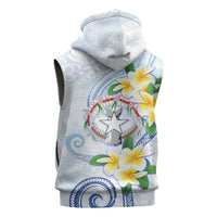 Northern Mariana Islands Chamorro Sleeveless Zip Hoodie Plumeria Curves Style White Version LT05 - Polynesian Pride
