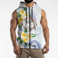 Northern Mariana Islands Chamorro Sleeveless Zip Hoodie Plumeria Curves Style White Version LT05 - Polynesian Pride