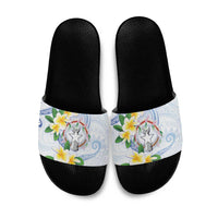 Northern Mariana Islands Chamorro Slide Sandals Plumeria Curves Style White Version LT05 White - Polynesian Pride