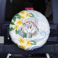 Northern Mariana Islands Chamorro Spare Tire Cover Plumeria Curves Style White Version LT05 No hole White - Polynesian Pride