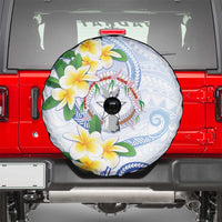 Northern Mariana Islands Chamorro Spare Tire Cover Plumeria Curves Style White Version LT05 - Polynesian Pride