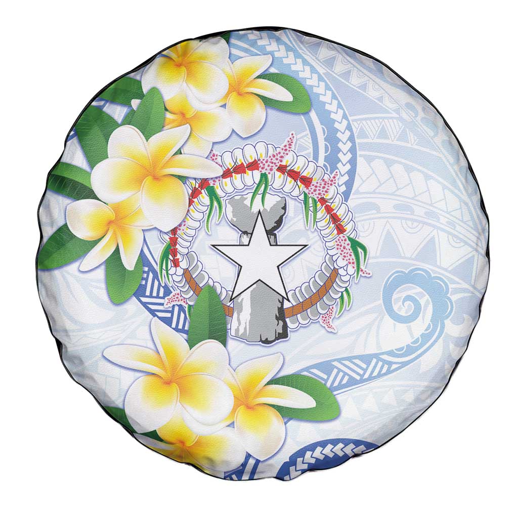 Northern Mariana Islands Chamorro Spare Tire Cover Plumeria Curves Style White Version LT05 - Polynesian Pride