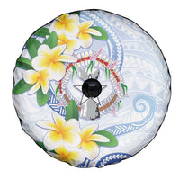 Northern Mariana Islands Chamorro Spare Tire Cover Plumeria Curves Style White Version LT05 - Polynesian Pride