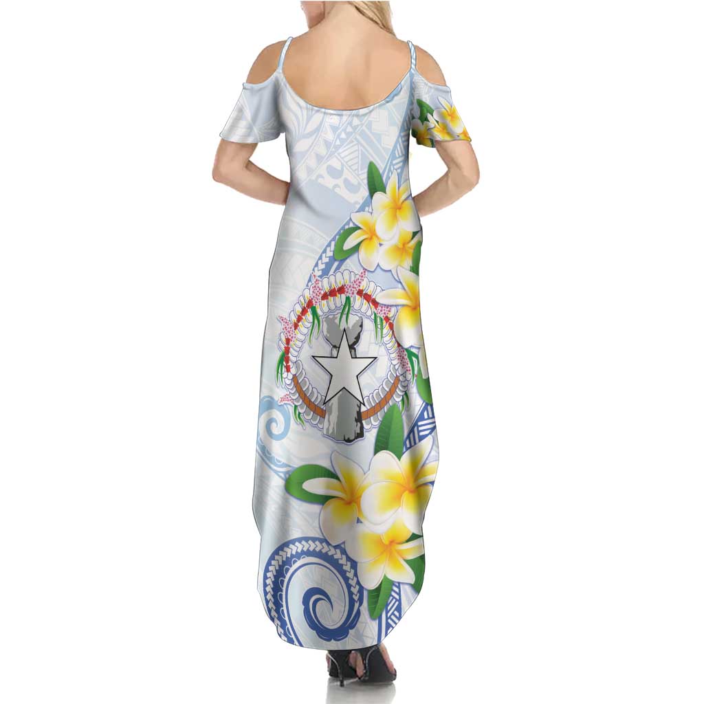 Northern Mariana Islands Chamorro Summer Maxi Dress Plumeria Curves Style White Version LT05 - Polynesian Pride