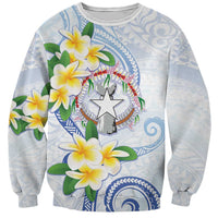 Northern Mariana Islands Chamorro Sweatshirt Plumeria Curves Style White Version LT05 Unisex White - Polynesian Pride
