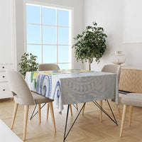 Northern Mariana Islands Chamorro Tablecloth Plumeria Curves Style White Version LT05 - Polynesian Pride