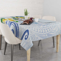Northern Mariana Islands Chamorro Tablecloth Plumeria Curves Style White Version LT05 - Polynesian Pride