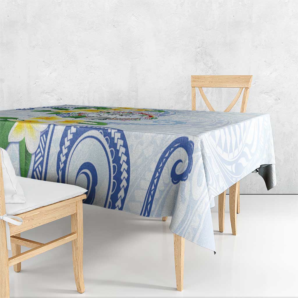 Northern Mariana Islands Chamorro Tablecloth Plumeria Curves Style White Version LT05 - Polynesian Pride
