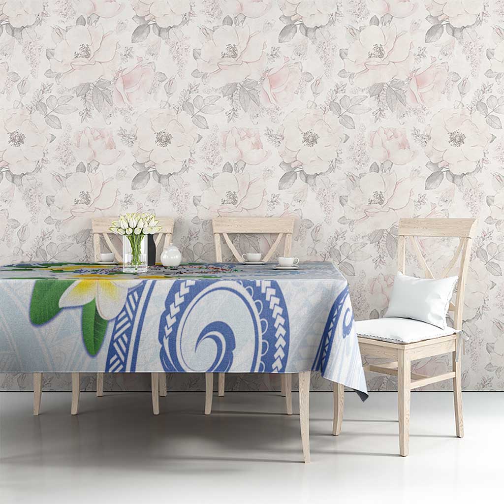 Northern Mariana Islands Chamorro Tablecloth Plumeria Curves Style White Version LT05 - Polynesian Pride