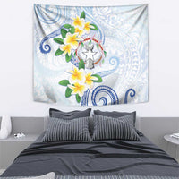 Northern Mariana Islands Chamorro Tapestry Plumeria Curves Style White Version LT05 - Polynesian Pride