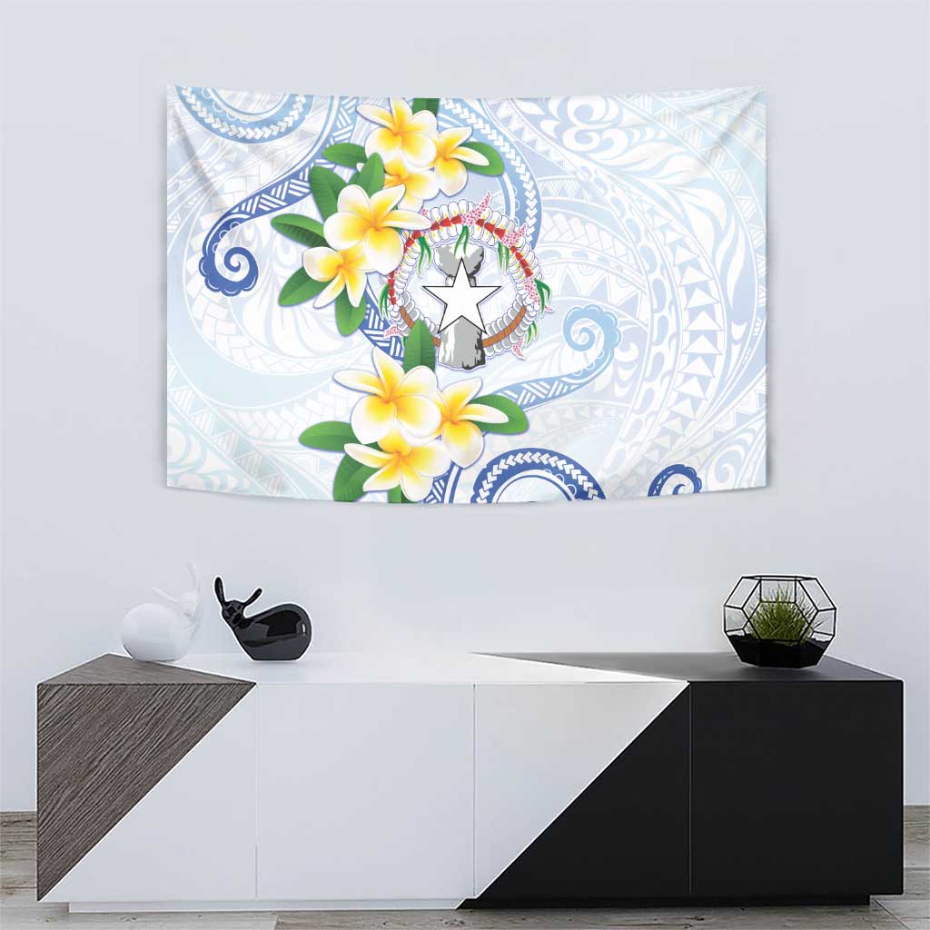 Northern Mariana Islands Chamorro Tapestry Plumeria Curves Style White Version LT05 - Polynesian Pride