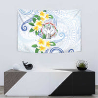 Northern Mariana Islands Chamorro Tapestry Plumeria Curves Style White Version LT05 - Polynesian Pride