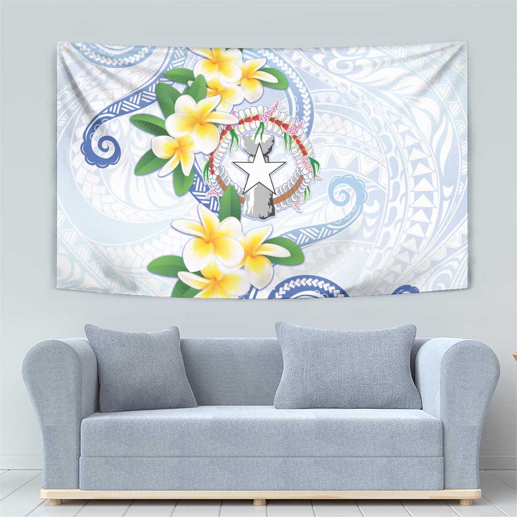 Northern Mariana Islands Chamorro Tapestry Plumeria Curves Style White Version LT05 - Polynesian Pride