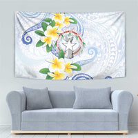 Northern Mariana Islands Chamorro Tapestry Plumeria Curves Style White Version LT05 - Polynesian Pride