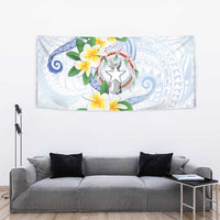 Northern Mariana Islands Chamorro Tapestry Plumeria Curves Style White Version LT05 - Polynesian Pride
