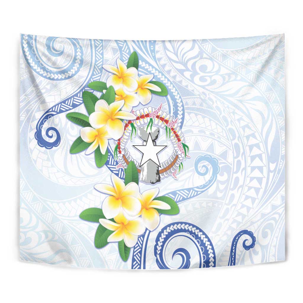 Northern Mariana Islands Chamorro Tapestry Plumeria Curves Style White Version LT05 - Polynesian Pride
