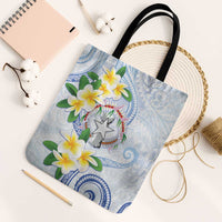 Northern Mariana Islands Chamorro Tote Bag Plumeria Curves Style White Version LT05 Black Strap One Size White - Polynesian Pride