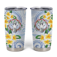 Northern Mariana Islands Chamorro Tumbler Cup Plumeria Curves Style White Version LT05 White - Polynesian Pride