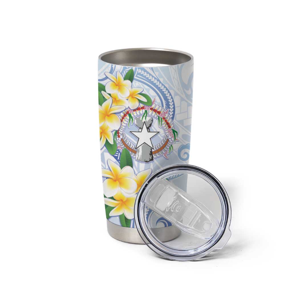 Northern Mariana Islands Chamorro Tumbler Cup Plumeria Curves Style White Version LT05 - Polynesian Pride