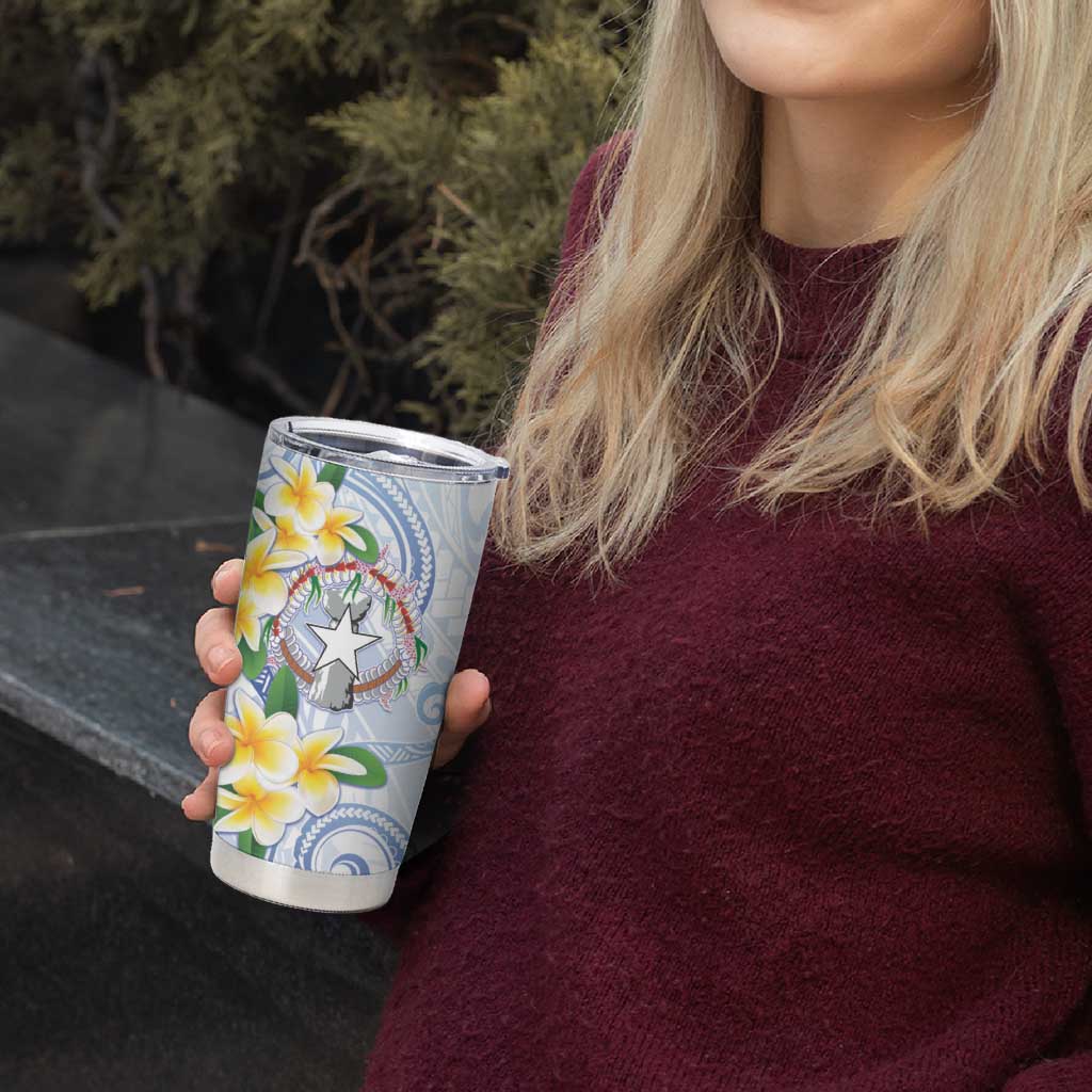 Northern Mariana Islands Chamorro Tumbler Cup Plumeria Curves Style White Version LT05 - Polynesian Pride