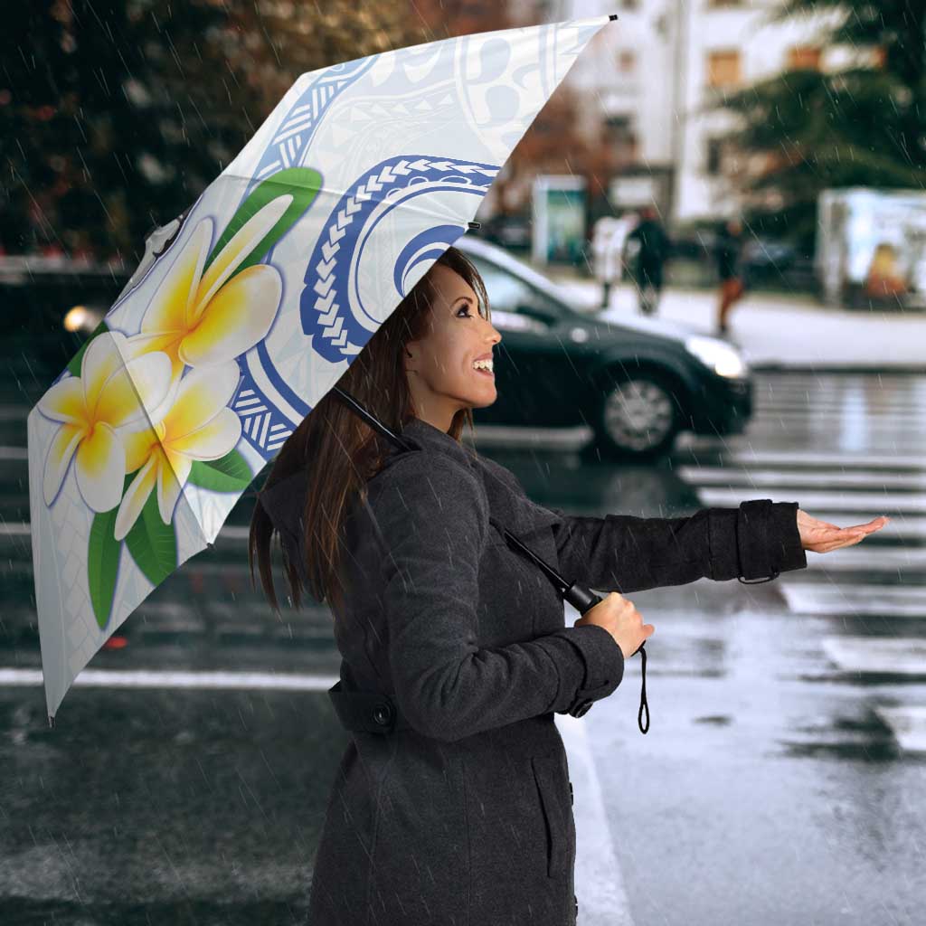 Northern Mariana Islands Chamorro Umbrella Plumeria Curves Style White Version LT05 - Polynesian Pride