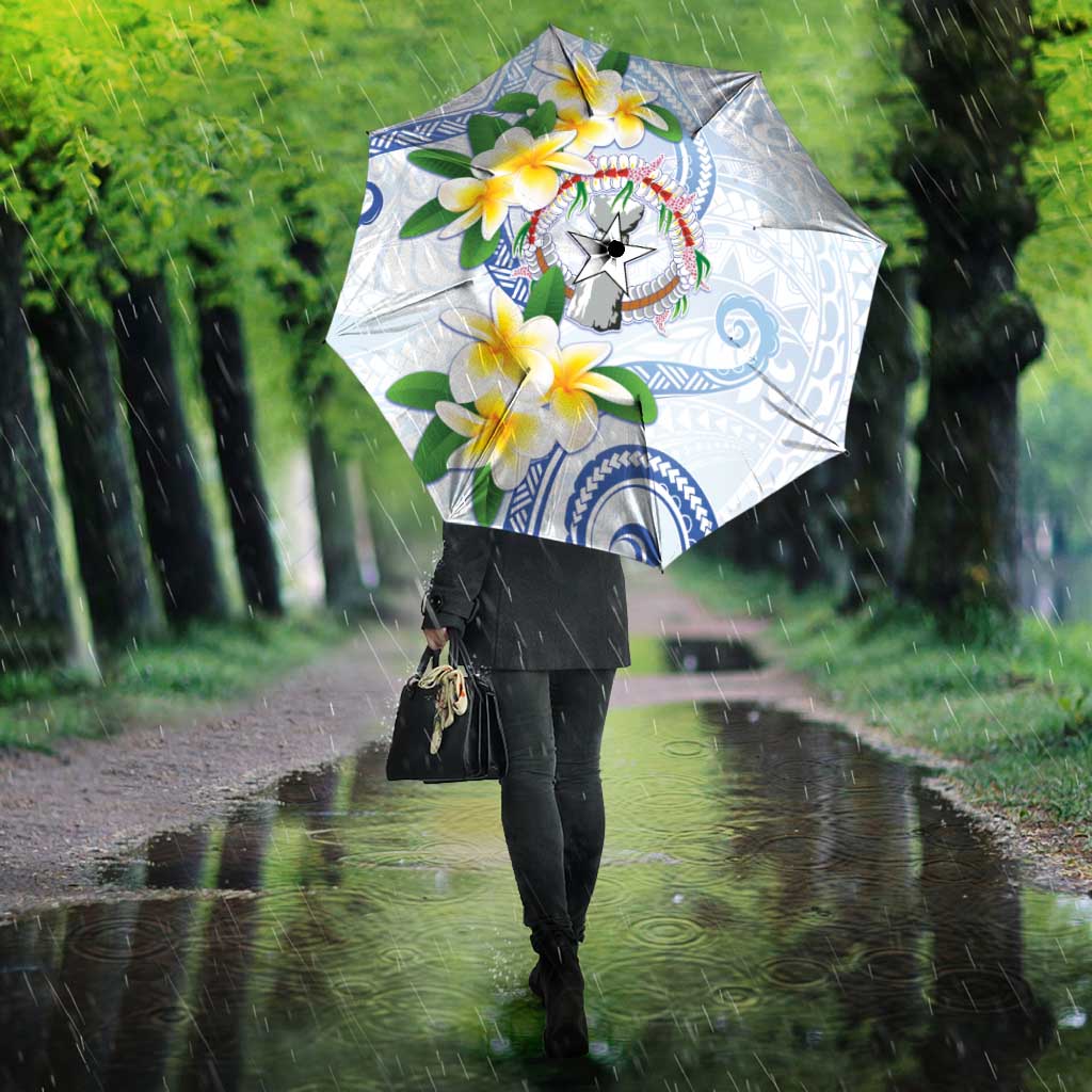 Northern Mariana Islands Chamorro Umbrella Plumeria Curves Style White Version LT05 - Polynesian Pride