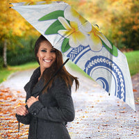 Northern Mariana Islands Chamorro Umbrella Plumeria Curves Style White Version LT05 - Polynesian Pride