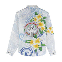 Northern Mariana Islands Chamorro Women Casual Shirt Plumeria Curves Style White Version LT05 - Polynesian Pride