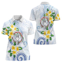 Northern Mariana Islands Chamorro Women Polo Shirt Plumeria Curves Style White Version LT05 - Polynesian Pride