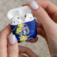 Northern Mariana Islands Chamorro AirPods Case Plumeria Curves Style Navy Version