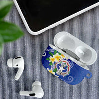 Northern Mariana Islands Chamorro AirPods Case Plumeria Curves Style Navy Version