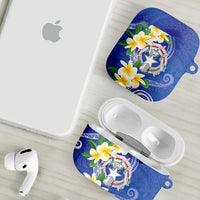 Northern Mariana Islands Chamorro AirPods Case Plumeria Curves Style Navy Version