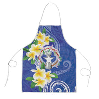 Northern Mariana Islands Chamorro Apron Plumeria Curves Style Navy Version