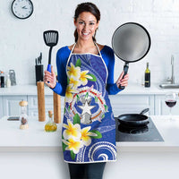 Northern Mariana Islands Chamorro Apron Plumeria Curves Style Navy Version
