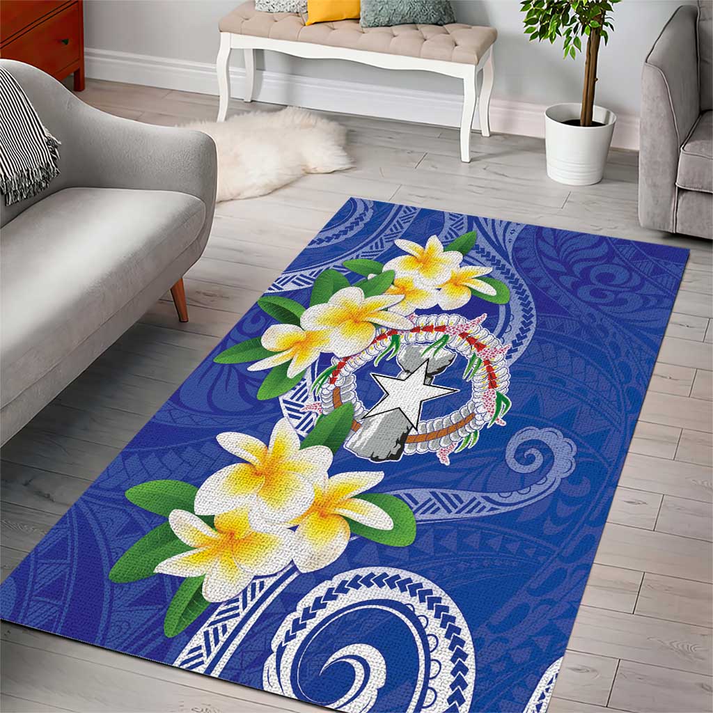 Northern Mariana Islands Chamorro Area Rug Plumeria Curves Style Navy Version LT05 - Polynesian Pride