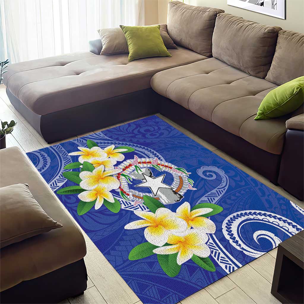 Northern Mariana Islands Chamorro Area Rug Plumeria Curves Style Navy Version LT05 - Polynesian Pride